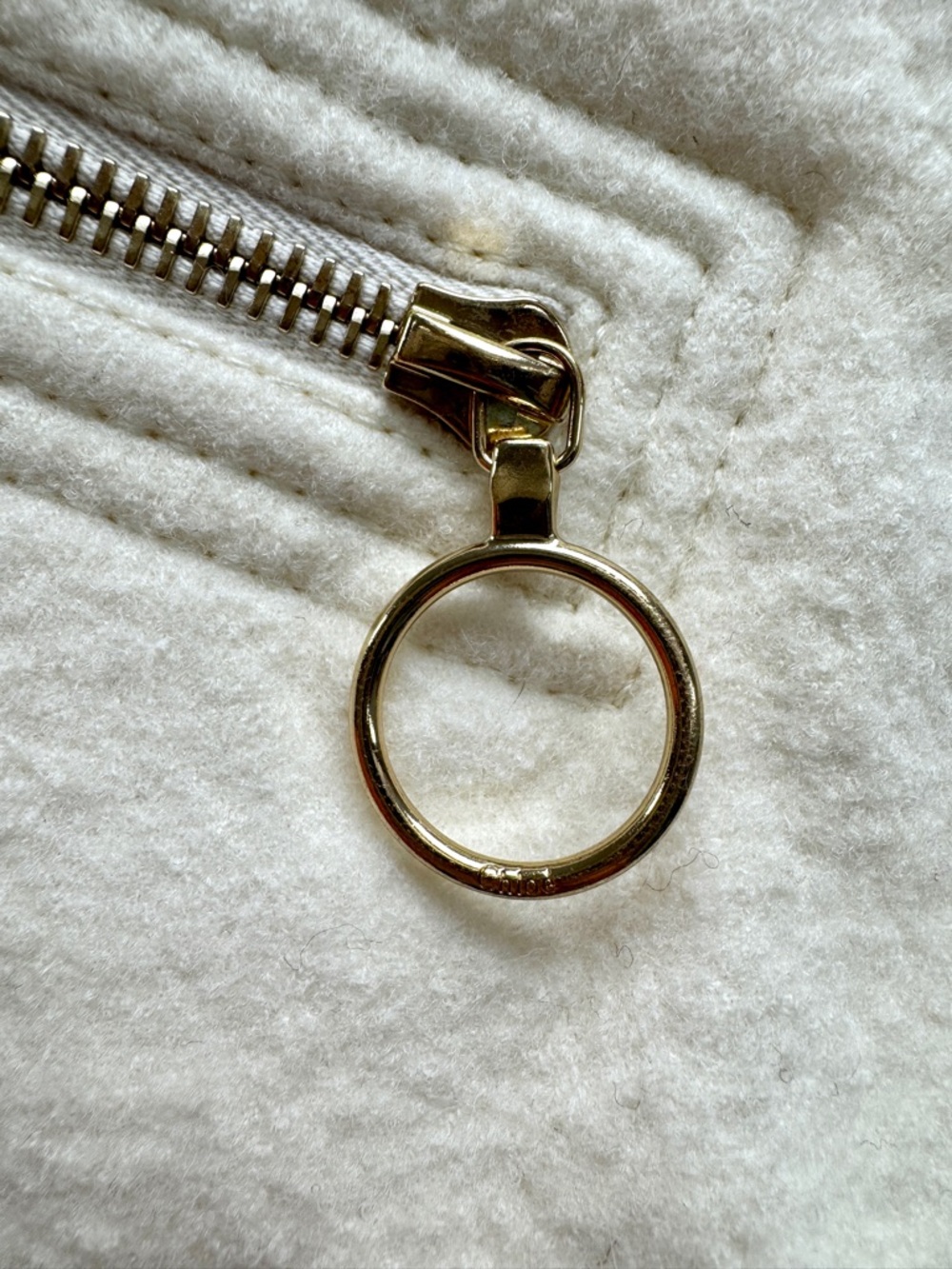 CHLOÉ Off-White Wool Moto Jacket Gold Ring Zippers Archival 2008 - Picture 4 of 13